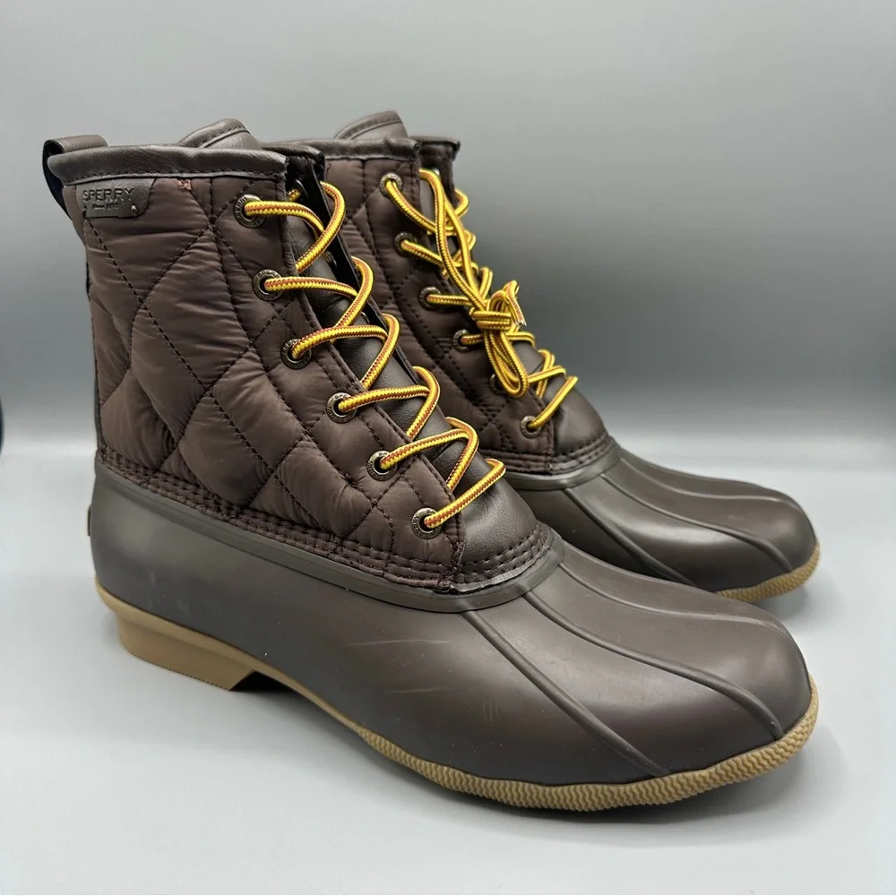 Sperry Saltwater Nylon Rain Snow Duck Boots Mens size 10.5 Brown